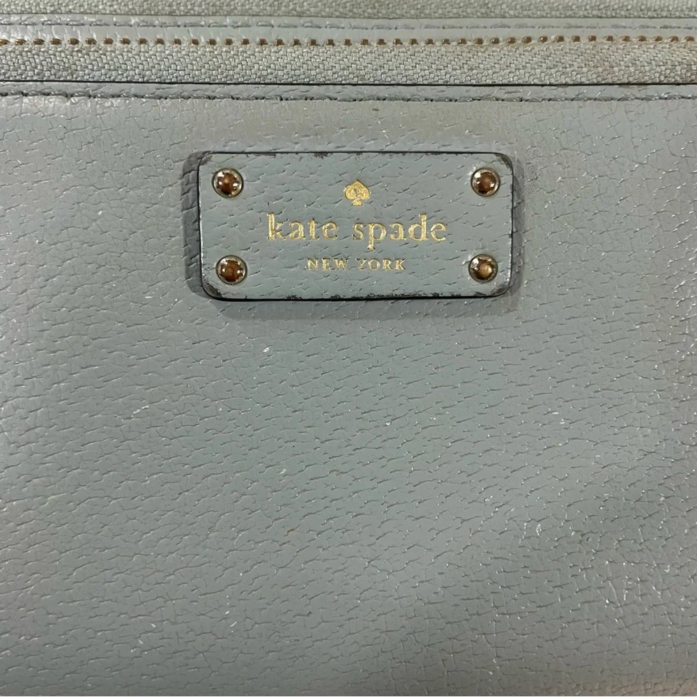 Kate Spade Grove Street Light Blue Zip Around Continental Wallet Wristlet